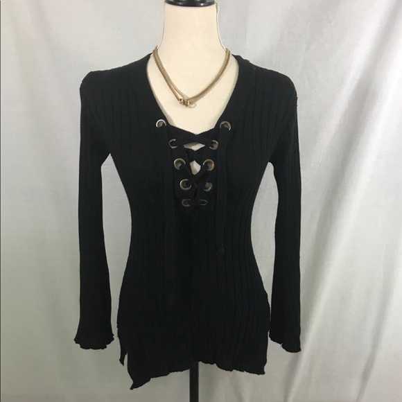 Ultra Flirt Sweaters - Ultra Flirt Juniors' Ribbed Bell-Sleeve Sweater -